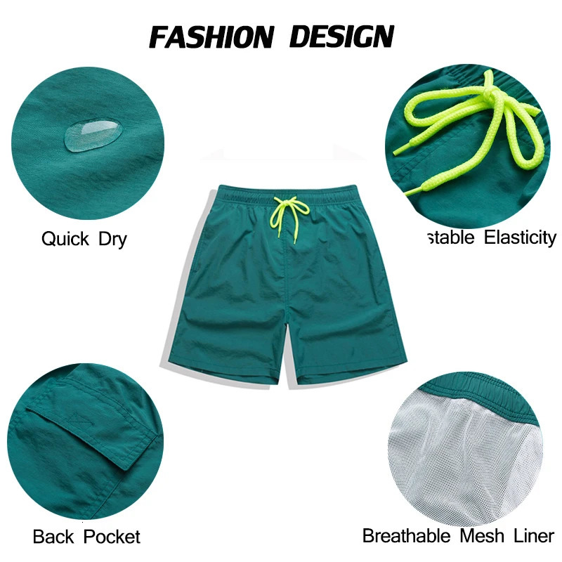 Summer Swimming Shorts Men Nylon Quickly Dry Hombres Short Solid Color Beach Pants Swimwear Surfing Sportswear 250121