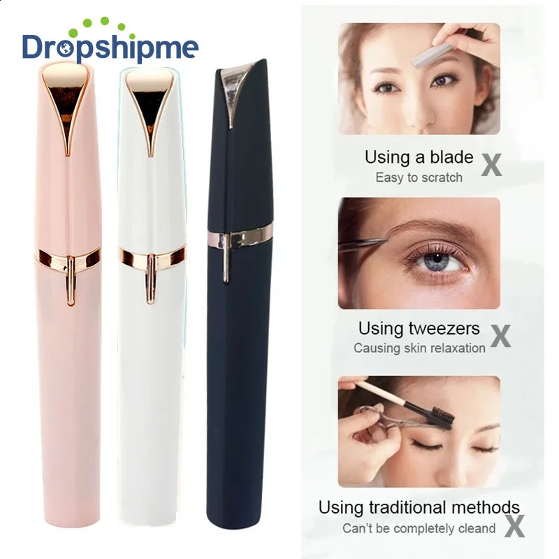 Womens Electric Eyebrow Trimmer Eye Brow Shaper Pencil Facility Face Hair Remover Women Automatic Eyebrow Shavers Pocketknife 250121