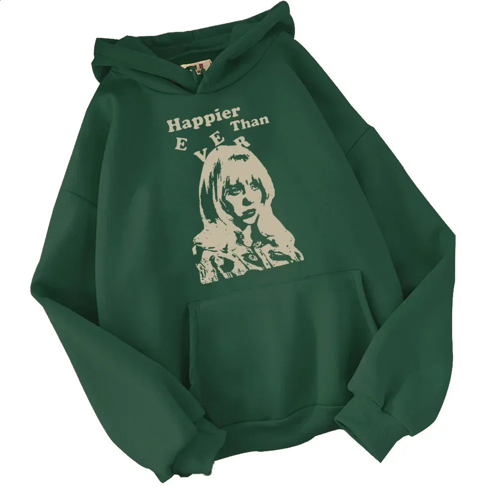Happier Than Ever Print Hoodie sweatshirt casual and personalized hooded top hoodie neutral streetwear music album fan gift 250121