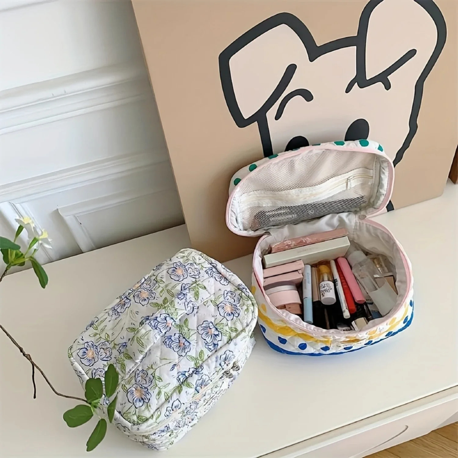 Cosmetic Bags for Women 3 pcs Cute Floral Makeup Bag Organizer Make Up Bag Travel Toiletry bags Purses250114