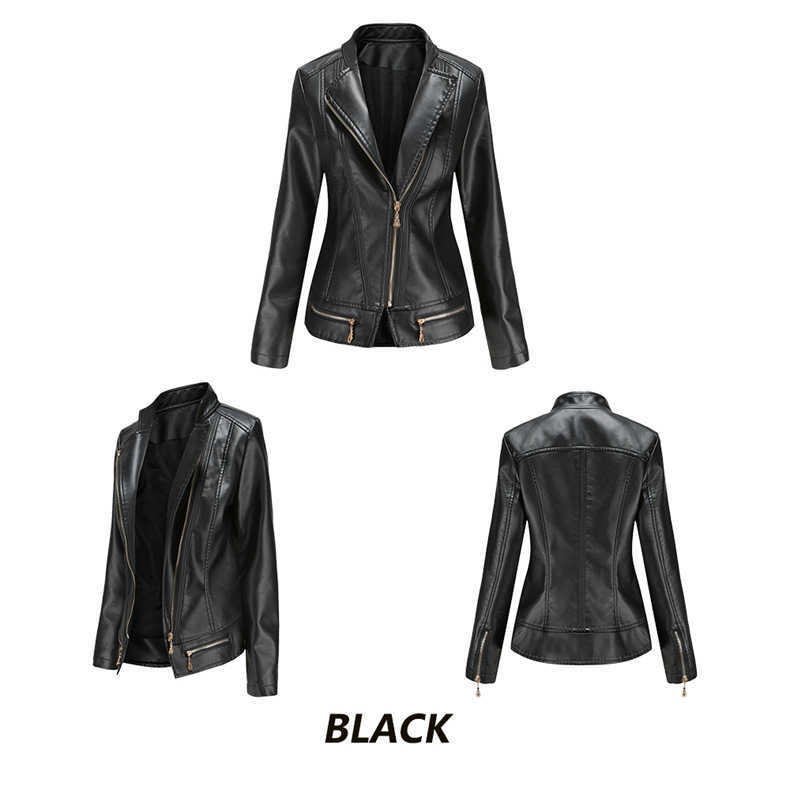 Womens Spring Autumn Fashion Pu Leather Clothes Thin Small Coat Womens Jacket Casual Clothing Spicy Girl Womens Leather Womens Jacket 241209