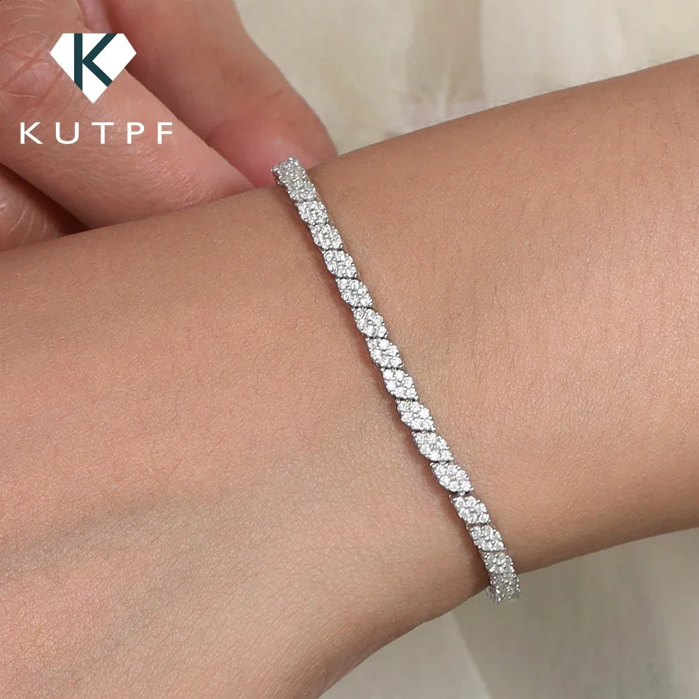 Rhombus Shape Full Tennis Bracelets for Women Men S925 Silver D Color Sparkling Diamond Bangles with Certificate 250121