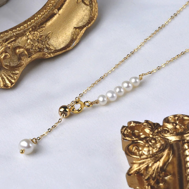 XF800 Pearl Necklace Natural Freshwater 14K Gold Filled Chain Original Handmade Customization Exquisite Jewelry Girl Gift 250110
