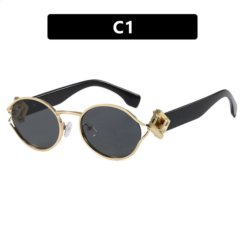 Small Metal Frame Oval Sunglasses for Women Fashion Shades Uv400 Eyewear Men Vintage Sun Glasses 250117