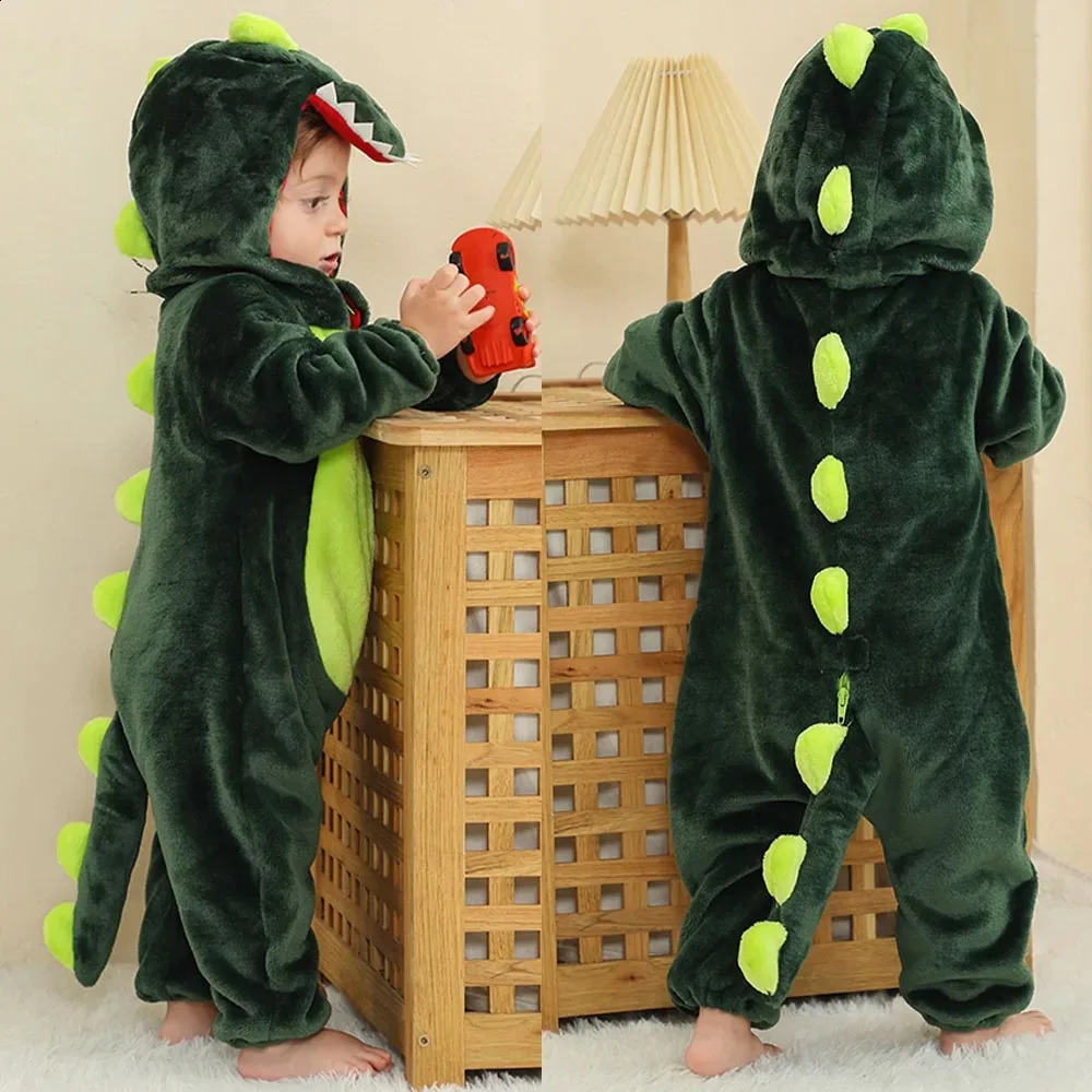 Winter Clothes for Babies Baby Pajamas One Piece Hooded Jumpsuits for Girls Baby Boys Pijamas Dinosaur Girls Kigurumi Sleepwear 250114