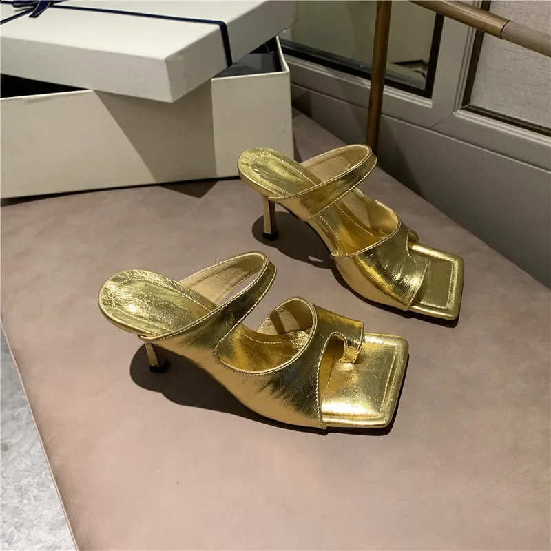 Women Slipper Elegant Square Toe High Heels Sandal Shoes High Quality Outdoor Slip On Dress Shoesft65 250113