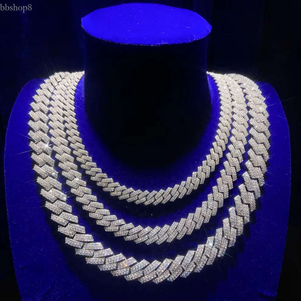 Men Iced Out Hip Hop Jewelry Factory Price 8mm 10mm 12mm Width Solid Sier Moissanite Cuban k Chain Necklace