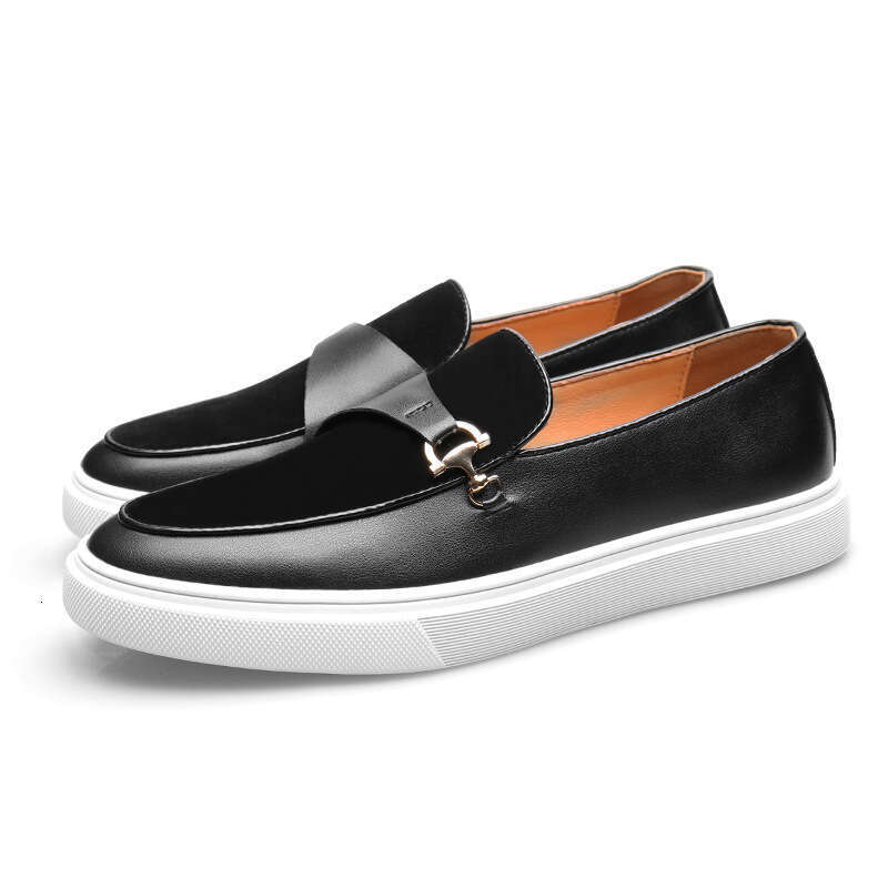 Men's Suede Casual Emed Leather Men Fashion Buckle Loafers Mens Slip-on Board Shoes Outdoor Flats Big Size 38-46