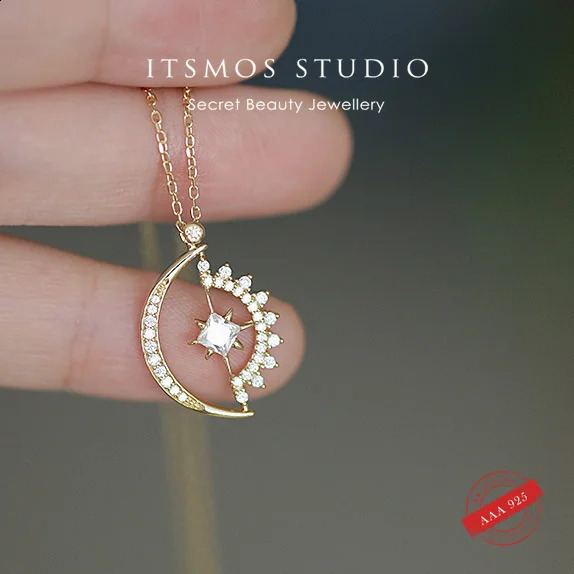 ITSMOS s925 Sterling Silver 14K Gold-plated Star Wheel Necklace Beauty Pave Zircon Necklace for Women Lovely Gift 250117