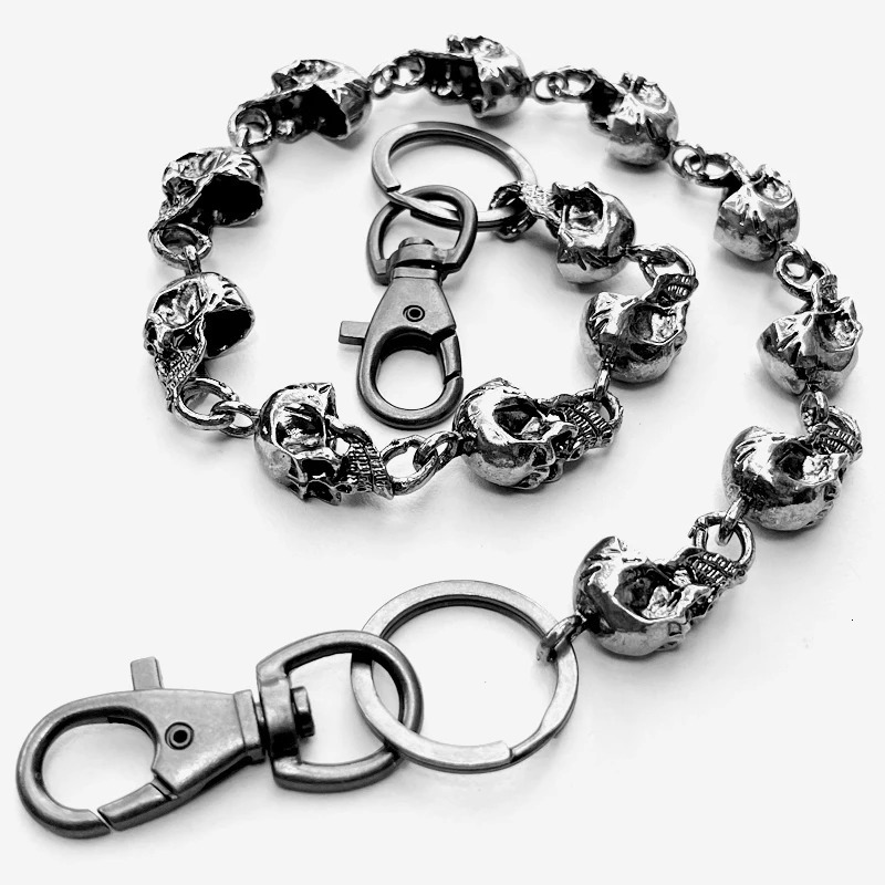 Fashion Personalized Motorcycle Metal Ghost Head Jeans Chain Hip Hop Dark Skull Personalized Mens Fashion Waist Chain 250110