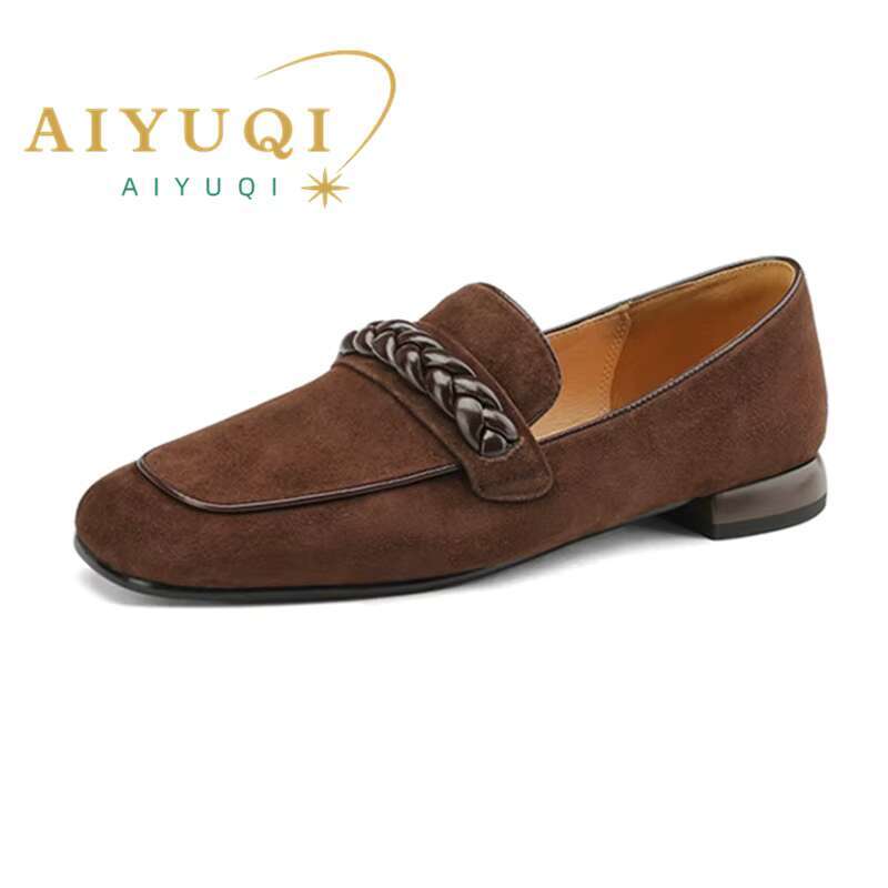 new style square toe thick mid-mouth single women's flat shoes low heel loafers