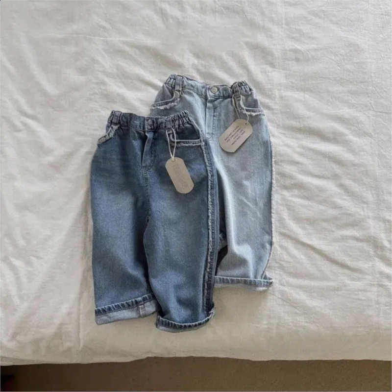 Baby Girl Boy Cotton Solid Fashion Jeans Infant Toddler Loose Denim Trousers Pocket Casual Child Pants Spring Baby Clothes 9M-2T 250115