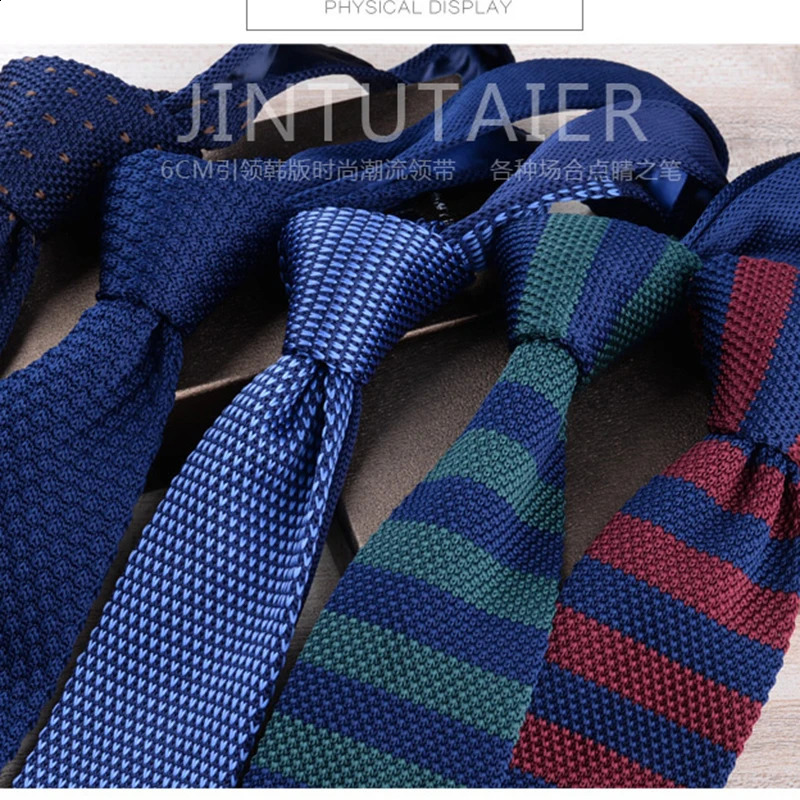 N 6CM Knitted Necktie For Men Korean Style Casual Wool Knitting Neck Tie Dot Striped Cravat Shirt Accessories Suit Neckwear 250114