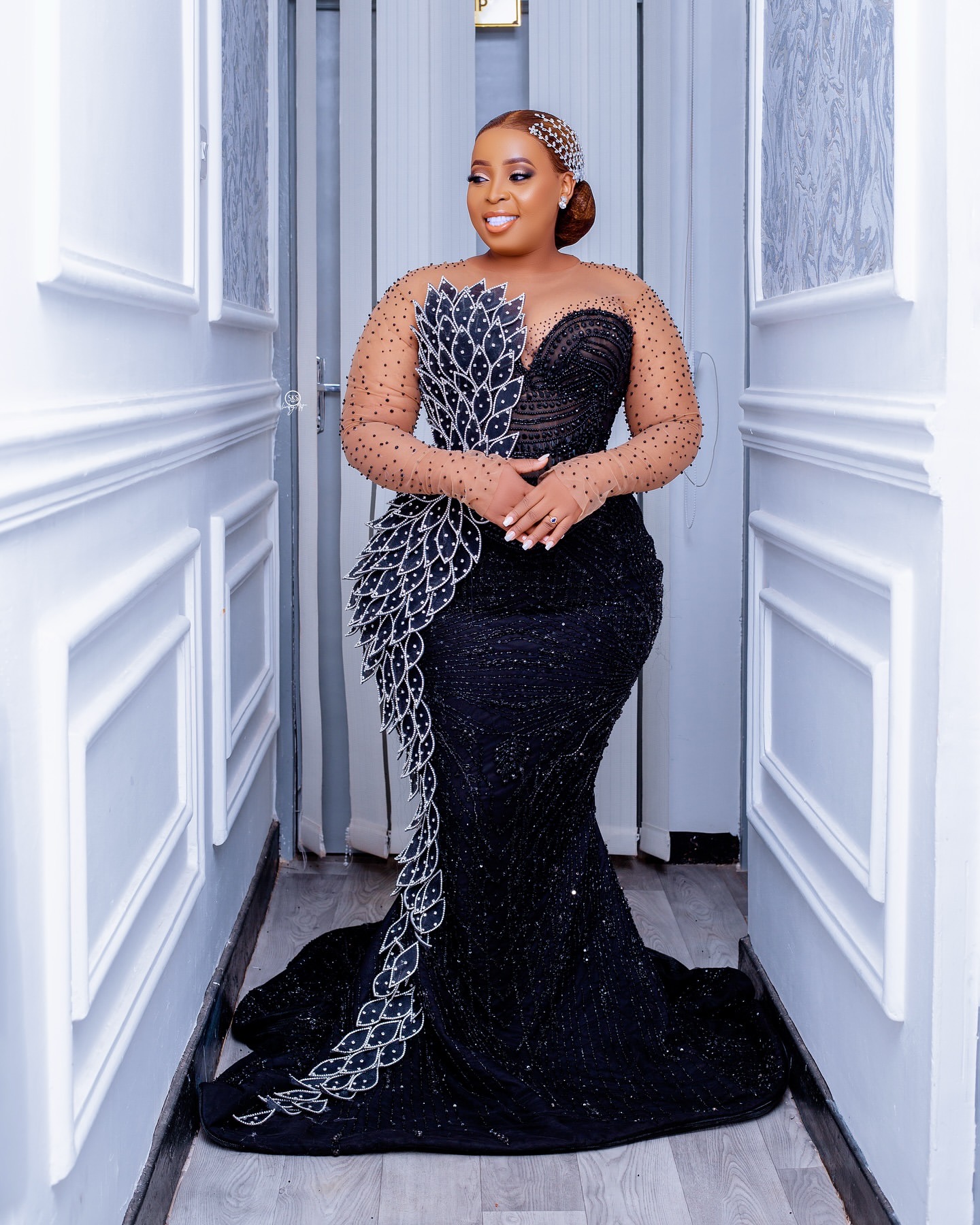 Aso Ebi Dark Navy Mermaid Prom Dresses 2025 rals Beaded Sequined Evening Formal Party Second Birthday Engagement Gowns Plus Size Dress For Special Ocn