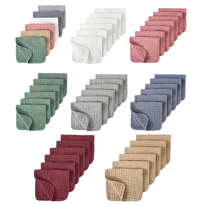 Pack of 6pcs Cotton Bib Baby Burp Cloths Soft Absorbent Face Towel Shoulder Pad 6-layer for Drooling and Teething A2UB 250114