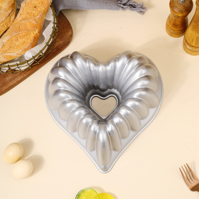 Baking mold Cake Mold Silver Rose Heart Pumpkin Cast Aluminium Hollow Cake Mold Double Sided Non Stick Baking Tray Mold