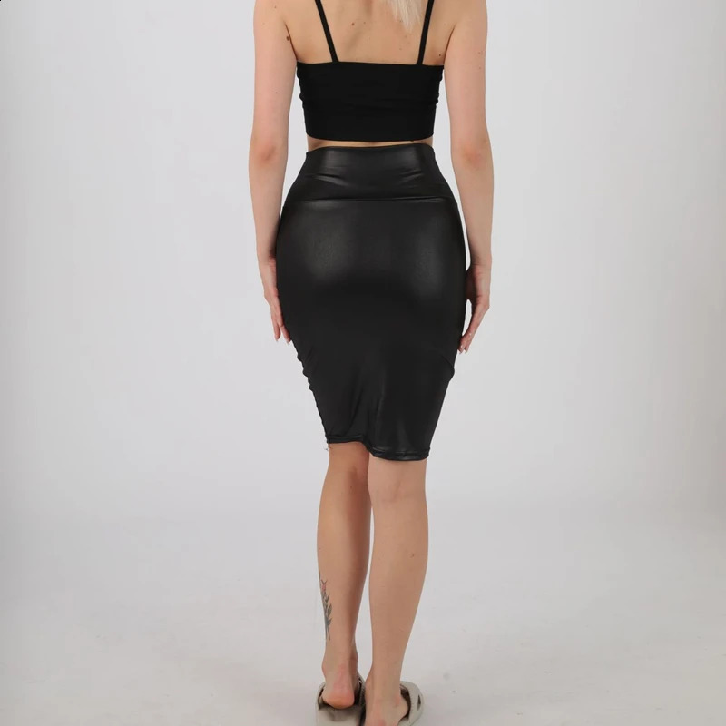 Women PU Leather Skirt High Waist Pencil MiniSkirt Stretchy Bodycon Skirts Club Wear Fashion Fit ALine Sexy Tight 250121