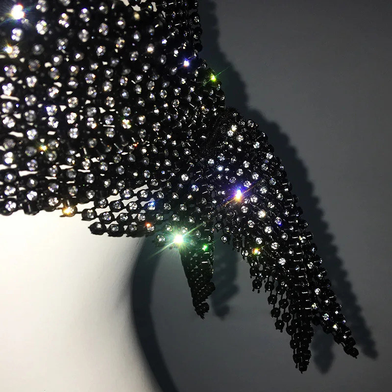 Shiny Diamond Turban Head Scarf Woman Fashion Rhinestone Mesh Hollow Out Night Club y2k Party Rave Girl Hijab Headscarf 250121