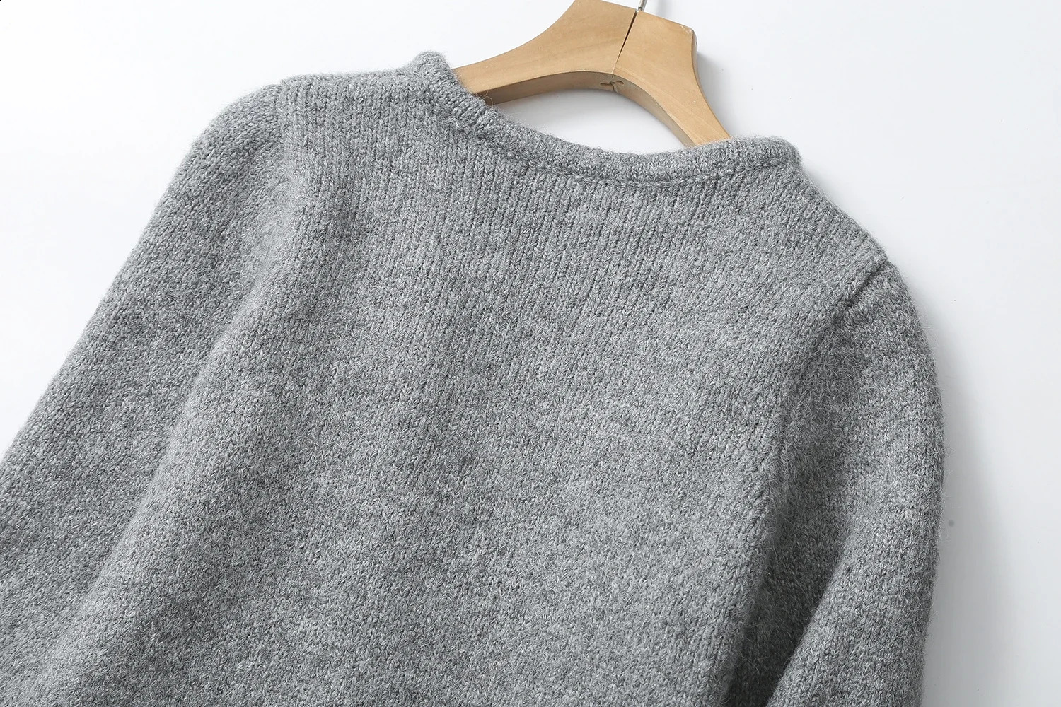 Ethereal massdutt winter style of Womens casual standard version grey wool blend asymmetrical cardigan 250116