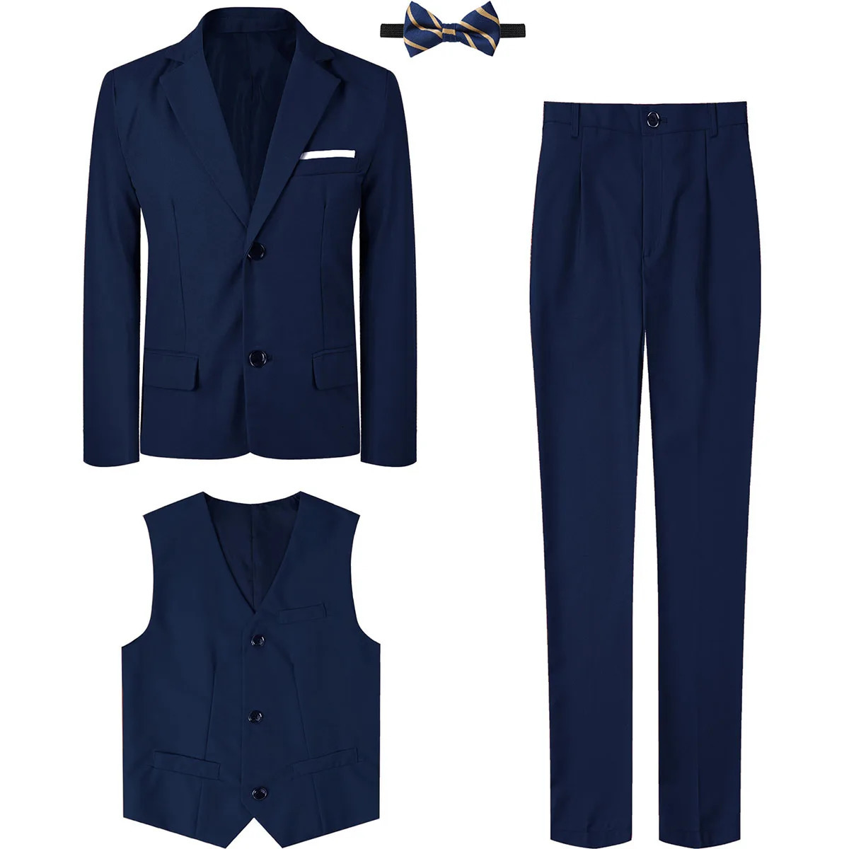 Suit for Kids Boys Wedding Formal Outfit Set Children Gentleman Ring Bearer Clothings Perform Tuxedo Vest Pants Blazer 3PCS 250116