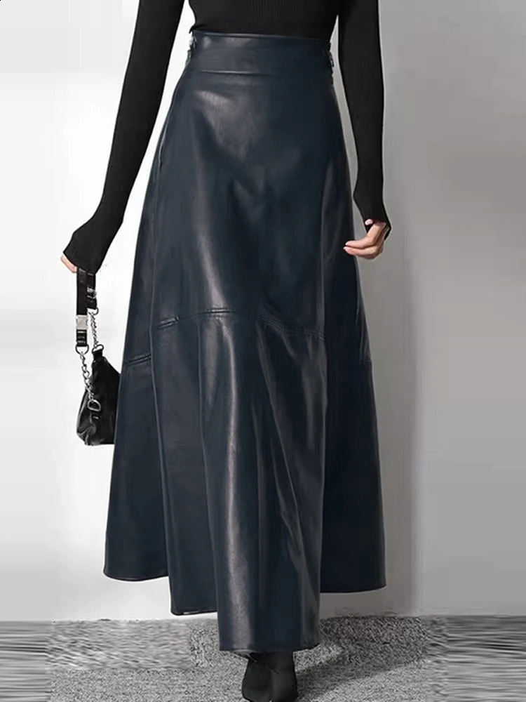 Fashion Solid Mujer Faldas ZANZEA PU Leather Maxi Skirts Womens Elegant OL Long Saias Casual High Waist Zipper Jupe Femme 250117