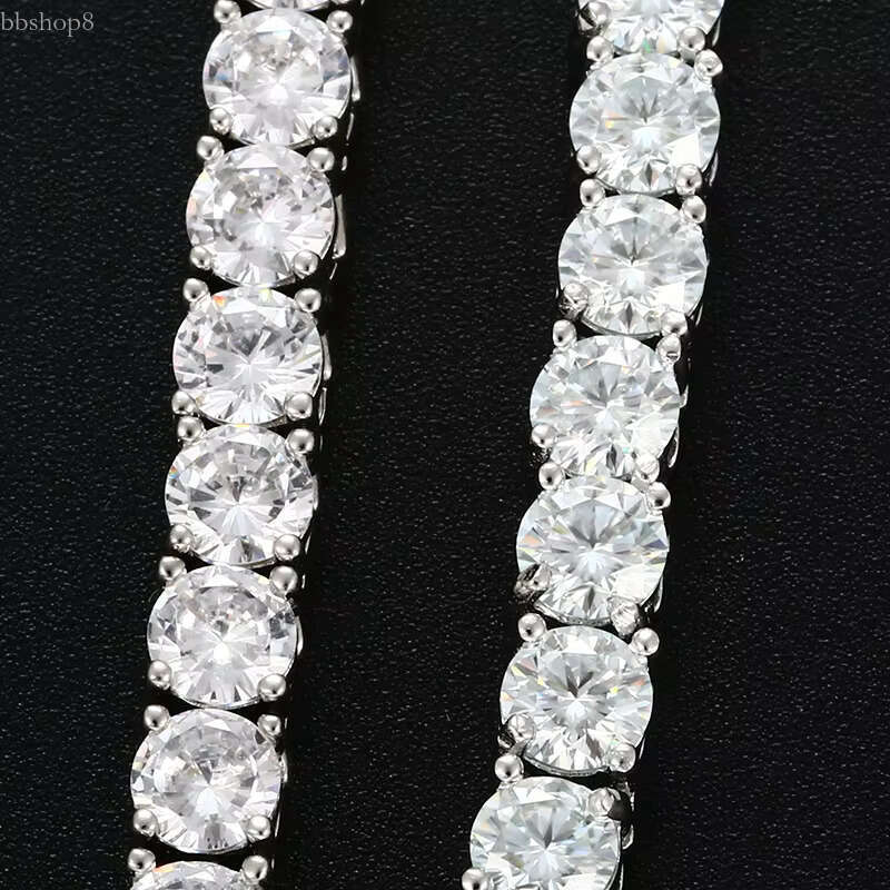 Sterg Sier Premium Necklace Moissanite 5mm Tennis Chain for Hiphop Jewelry