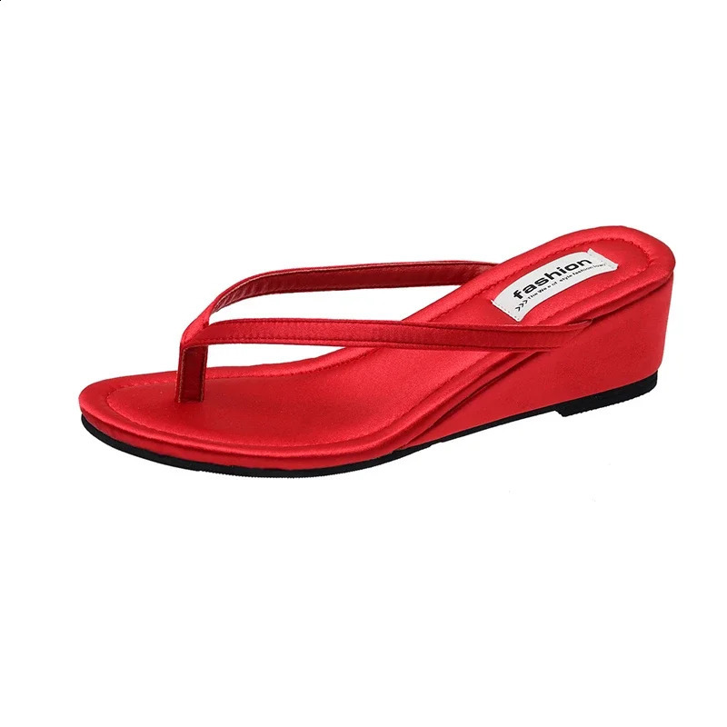 Summer Beach Women Clip Toe Slippers Fashion Outdoor Slip On Wedges Heel Slides Female Flip Flop Shoes 250113