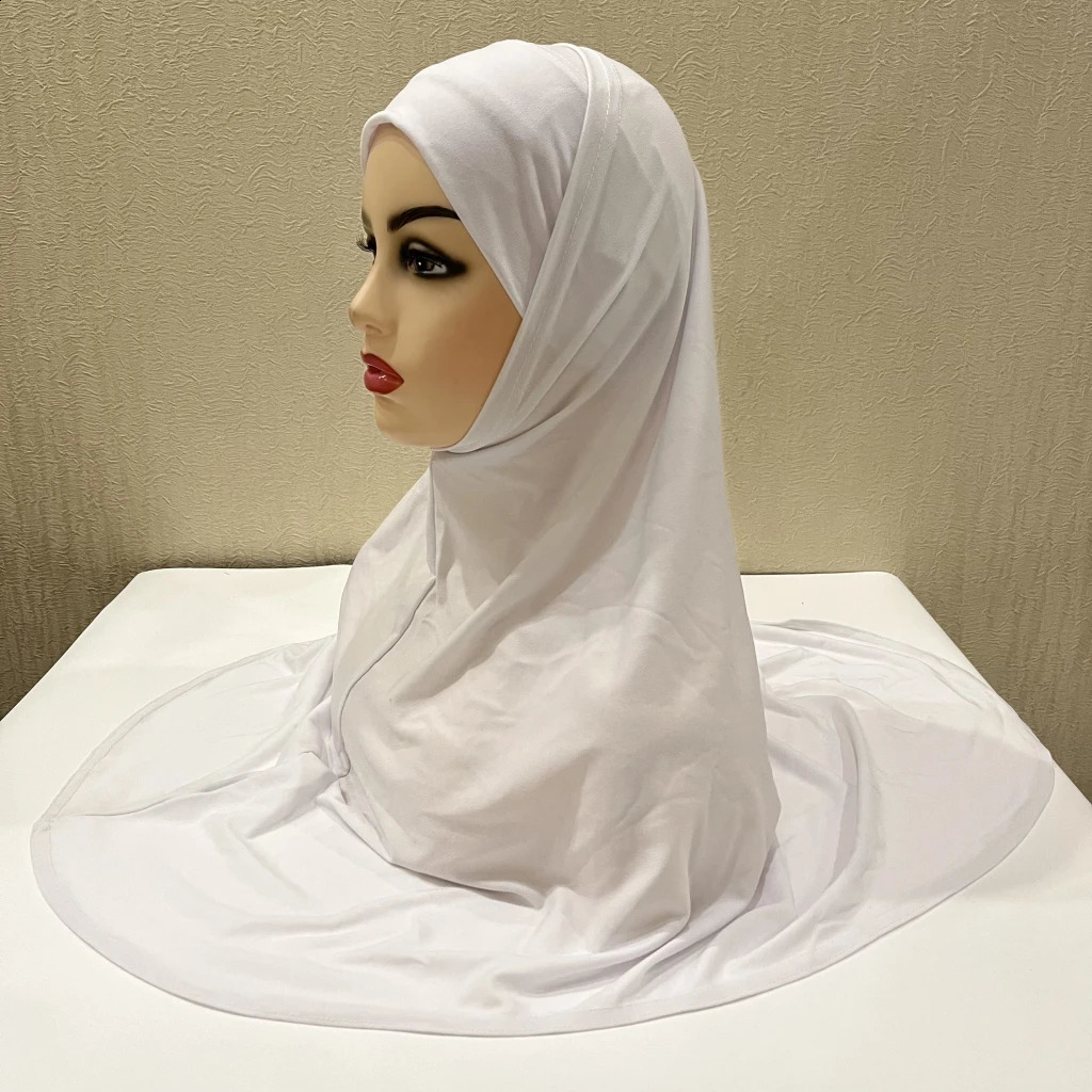 H292 Plain Lycra two pieces pray hijab outside hijabi with underscarf muslim scarf islamic headscarf hat armia pull on headwrap 250121