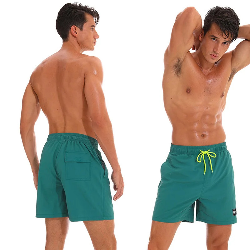 Summer Swimming Shorts Men Nylon Quickly Dry Hombres Short Solid Color Beach Pants Swimwear Surfing Sportswear 250121