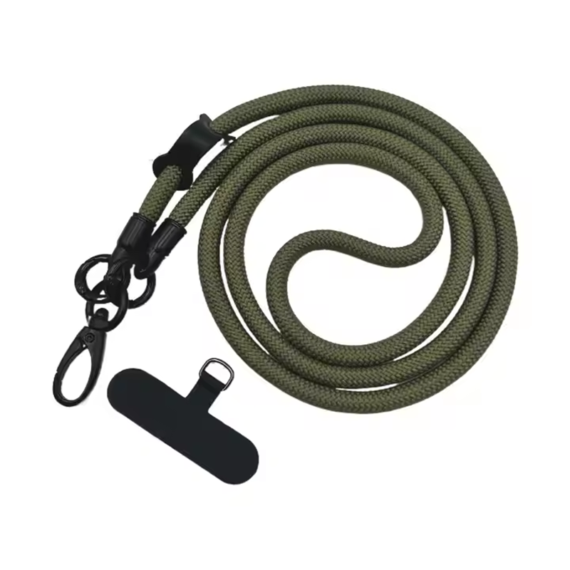 Factory Custom LOGO Crossbody Polyester Mobile Phone Roust Circular Long Phone Lanyard Fastener Fashion Outdoor Polyester lanyard Custom color and sha