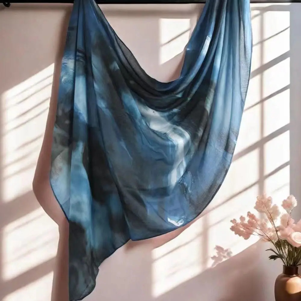 Casual Watercolour Floral Printed Shawl Scarves Breathable Soft Hijab Scarf Cotton Rayon Long Women Turbans 250121