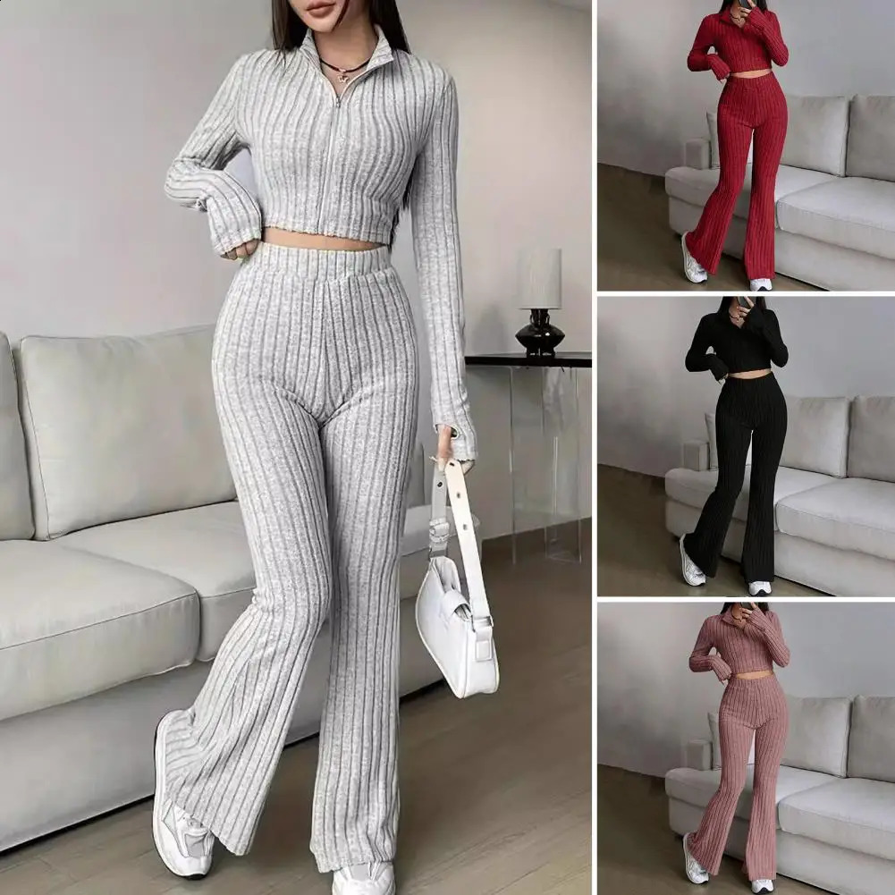 Women Spring Commuting Outfit Slimfitting Suit Womens Outd Pants Set with Zipper for Daily 250113
