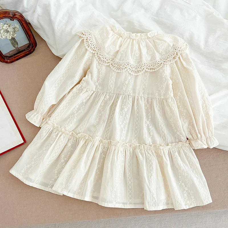 Baby Girls Dress Girls Sweet Girl Dress Ruffle Trim Party Princess Dress Lace Collar Going Out Casual Dresses Little Clothes 250117