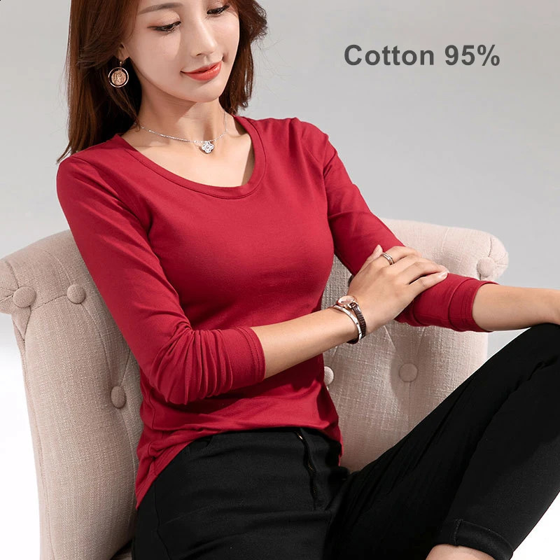 MRMT 2024 Womens Tshirt Slim Pure Cotton 95 Women Longsleeved for Female Thin White Tops Woman Tees Shirt 250114