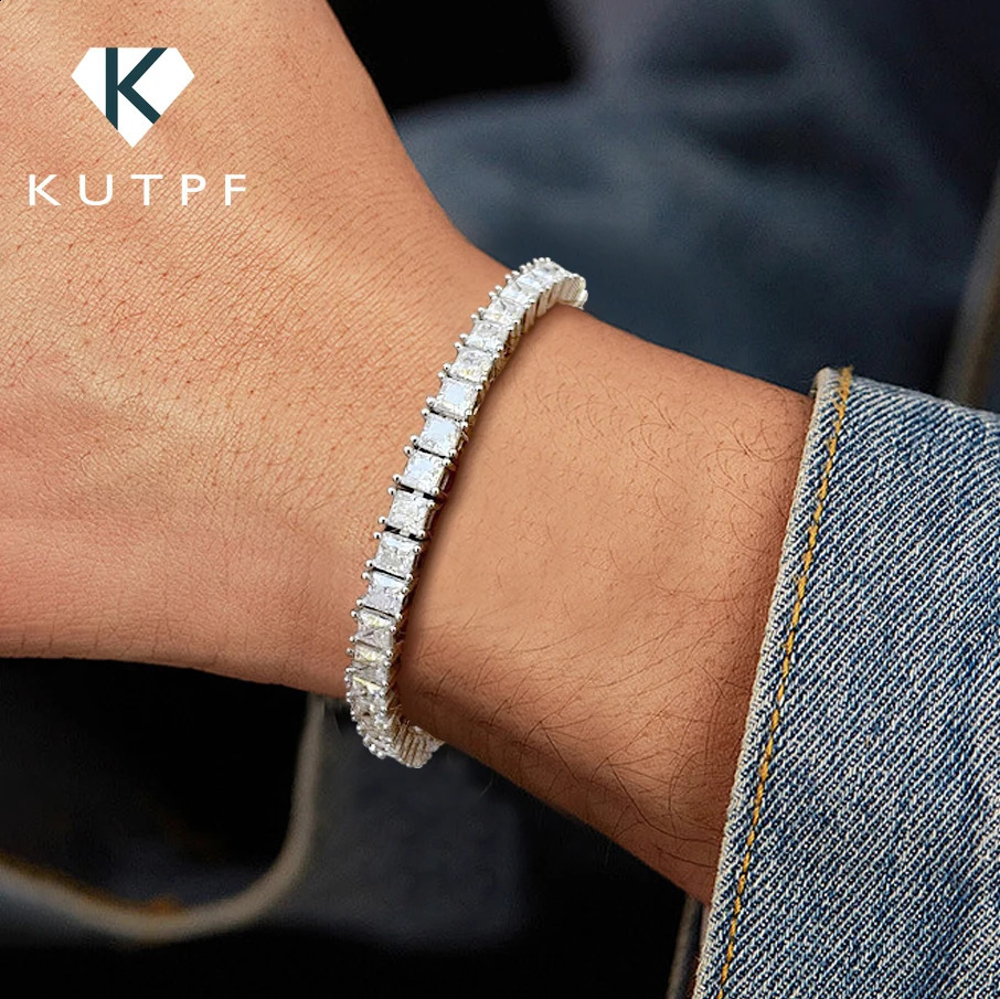 0.4Carat Princess Cut Tennis Bracelets with Gra Certificate 925 Sterling Silver Square Shape Diamond Bangle for Women 250121