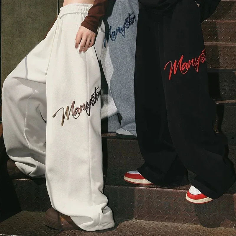 y Hip Hop Loose Pants Women Fashion High Waist Lazy Straight Trousers Lace Up Solid Jazz Dance Jog American Sweatpants 250122