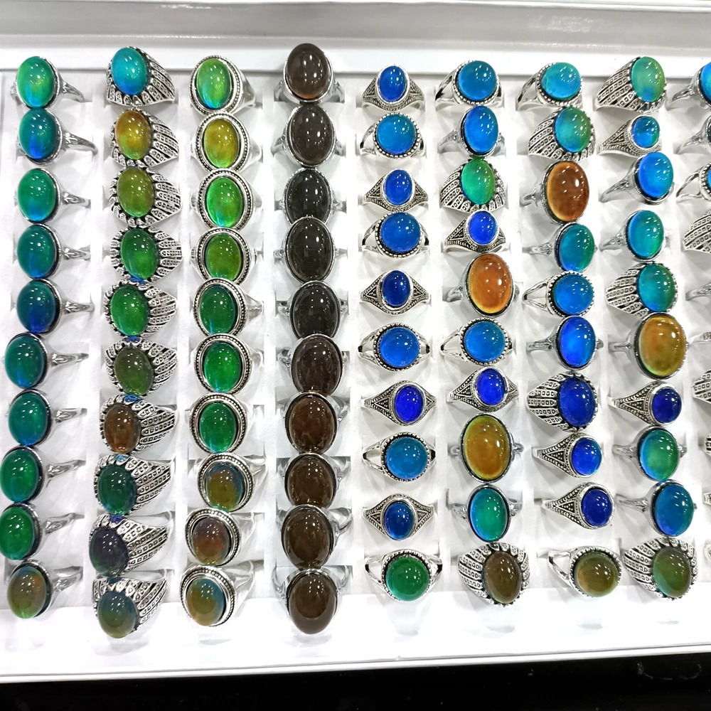 30 pieces wholesale top mixed emotion rings temperature controlled color changing rings vintage jewelry 250109