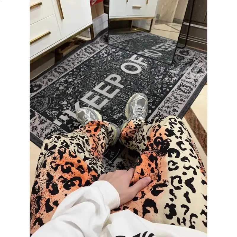 European and American retro leopard print high street straight leg jeans for men and women loose fitting trend casual pants y2k 250120
