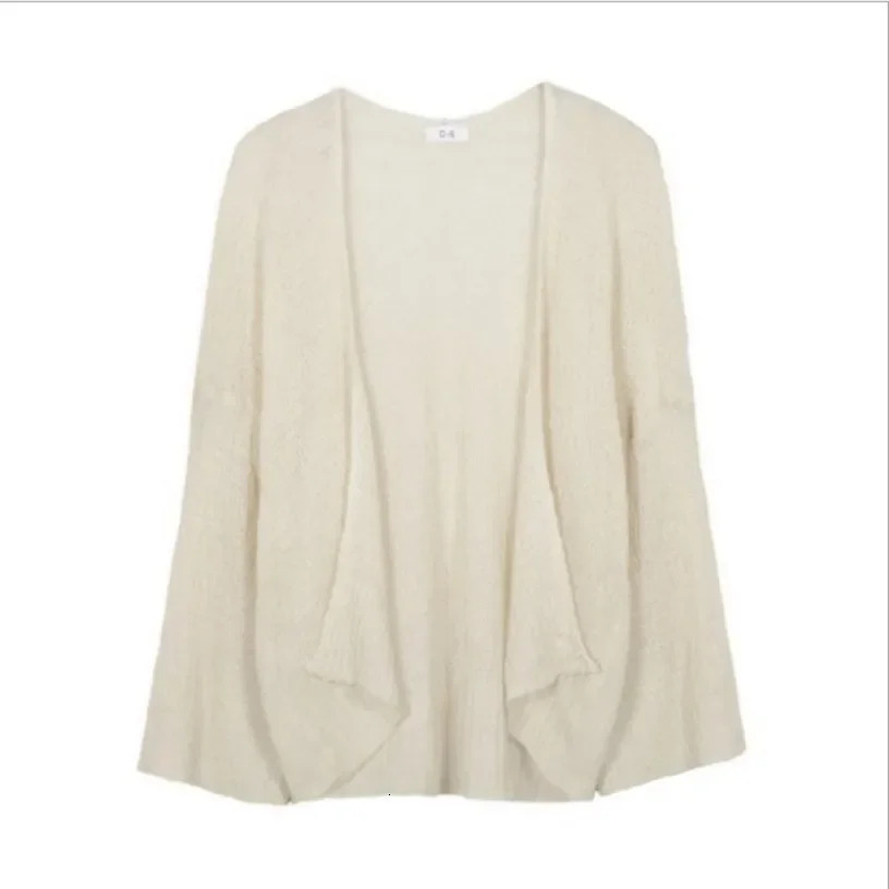 Cardigan Women Summer Sunproof Hollow Out Solid Thin Soft Breathable Elegant Holiday Minimalist Female Fashion Ulzzang Ins 250109Z