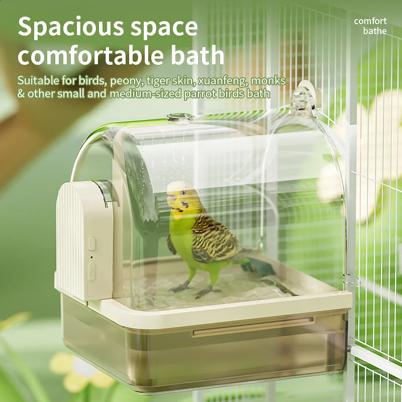 Clear Hanging Bird Bath Automatic Water Circulation Bath Shower For Bird Easy to clean Space Saving Bird Cage Accessory 250121