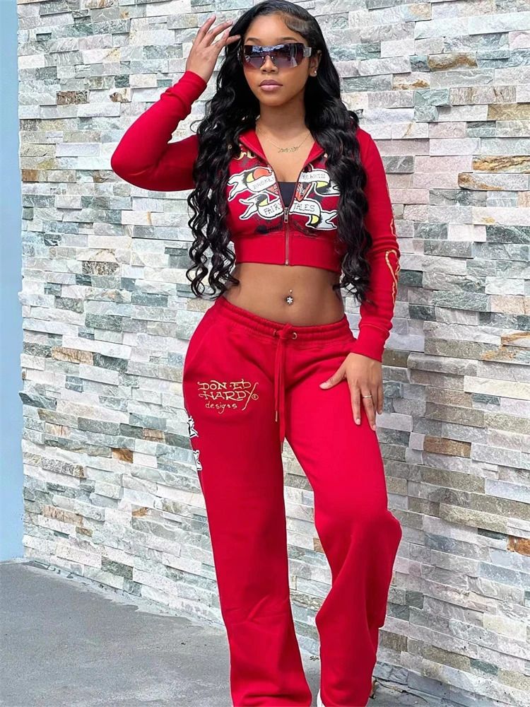 Aualay Y2k Black Printed Hoodies Sweatpant Party Club Clothing For Woman Spring Blue Graphic Bodycon 2 Two Piece Pants Sets 250120