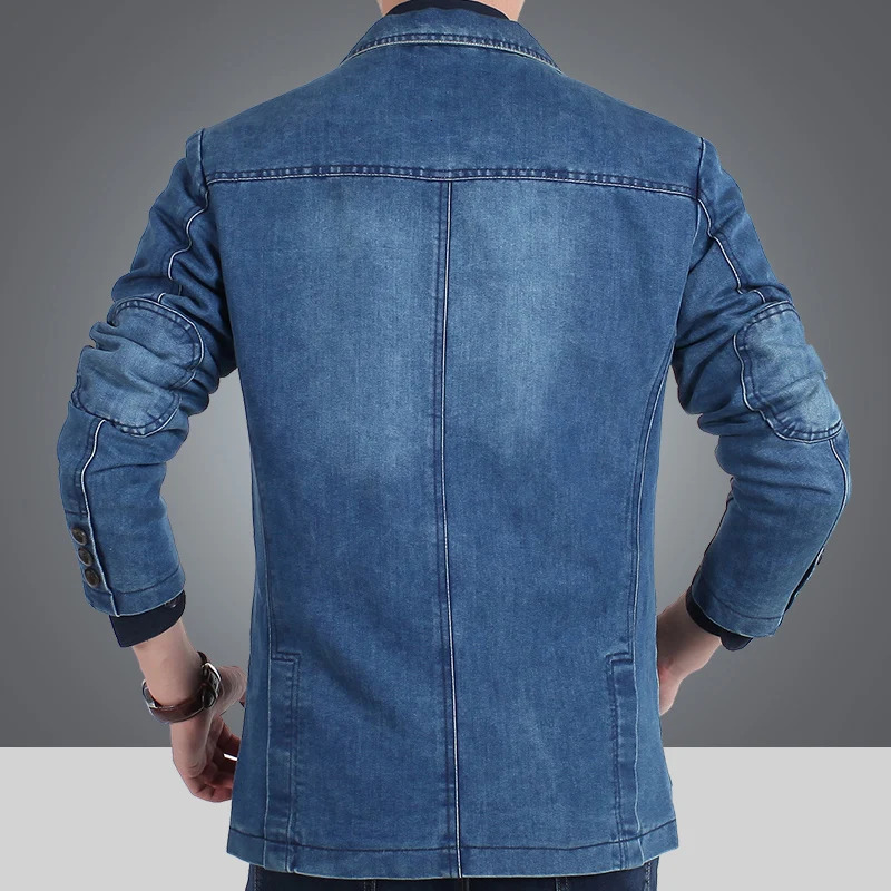 2025 Spring Men Solid Lapel Denim Jackets Fashion Motorcycle Jeans Hommes Slim Fit Cotton Casual Black Blue Coats 250109Z