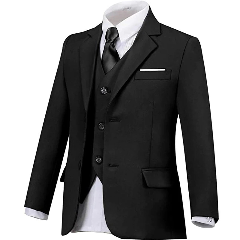 Boys balzer Formal Blue Black Slim Fit Suits Set Child Weddings Birthday Party Performance Dress Big Kids Jacket Pants Bowtie 250116
