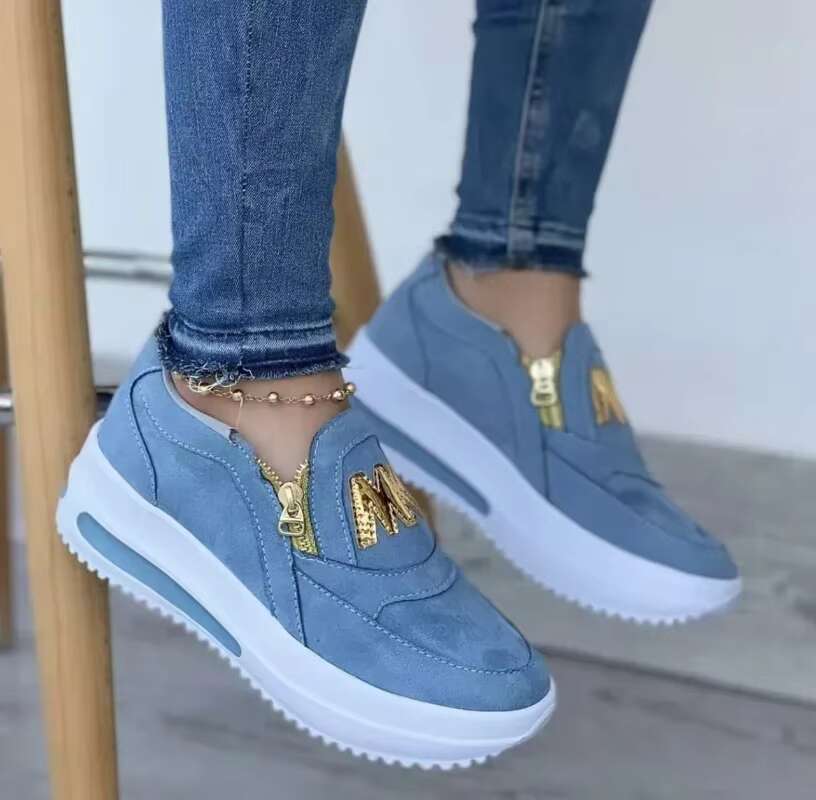 Autumn Sneakers Casual Double M Printed Side Zipper Platform Ladies Vulcanized atillas De Mujer Women Shoes