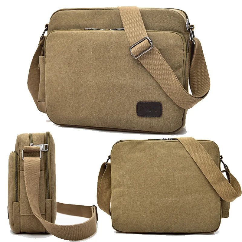 Canvas Bag Men Vintage Cross Body Shoulder Bag Multifunction Casual Travel Messenger Wallet Bolso Outdoor Travel Bag Briefcases 250120
