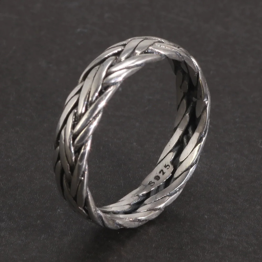 Viking Jewelry 925 Sterling Silver Braided Ring For Men And Women Couple Wedding Bands for Lovers 250117