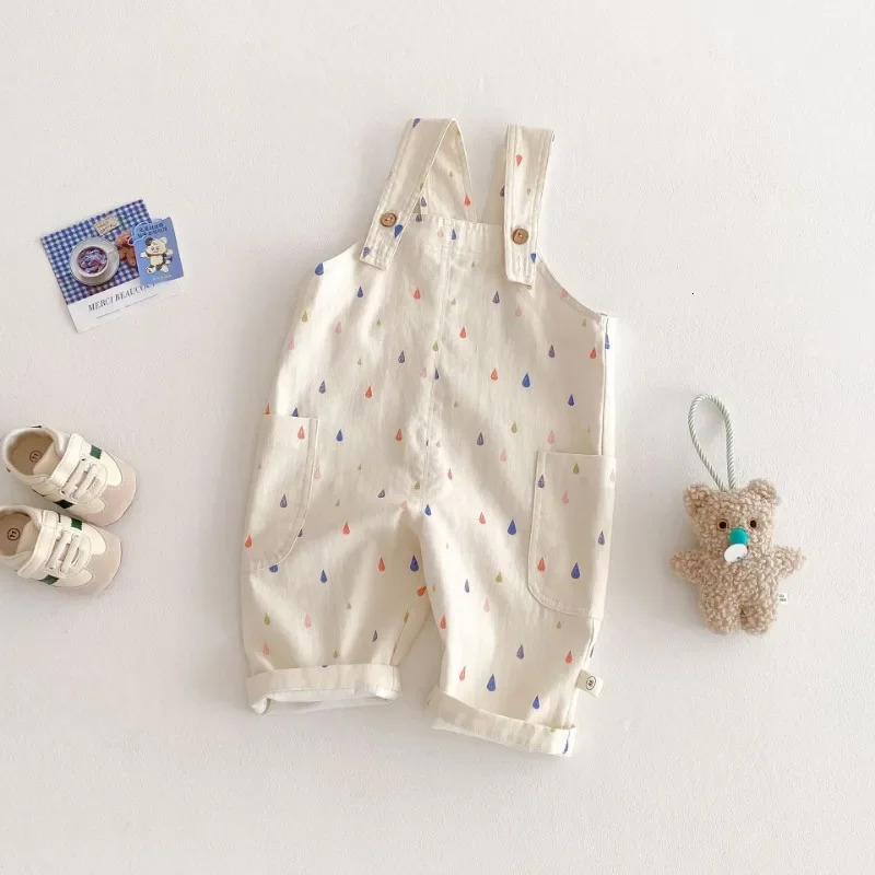 Spring Childrens Clothes Fashion Overalls Polka Dot Striped Jumpsuits Boys Girls Suspenders Pants Kids Playsuit 250117