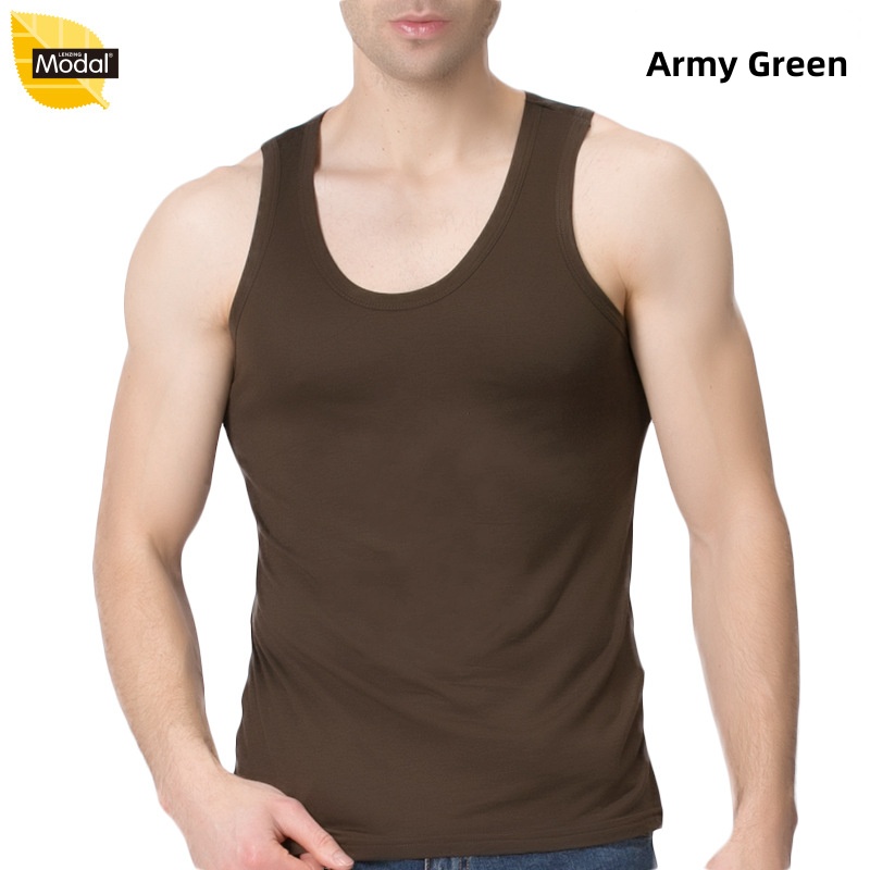 1pcs Tank Tops Men Fitness Modal Full Stretch Solid Vest Male Cool Summer Casual Sleeveless Slim Sports Gym Undershirt 8 Colors