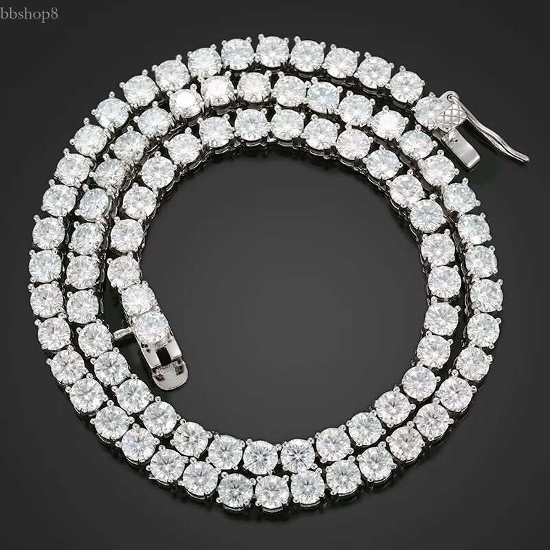 Sterg Sier Premium Necklace Moissanite 5mm Tennis Chain for Hiphop Jewelry