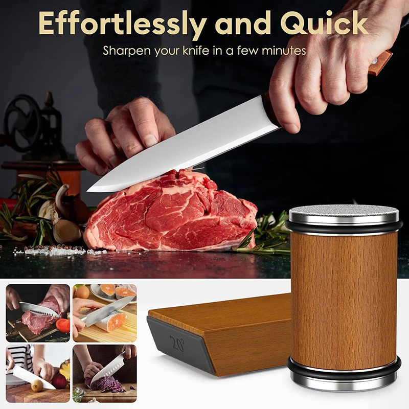 Rolling Knife Sharpener Magnetic Knife Holder Diamond Sharpening Stone Kit with 15 and 20 Degrees Angle Roller Kitchen Accessory 250113